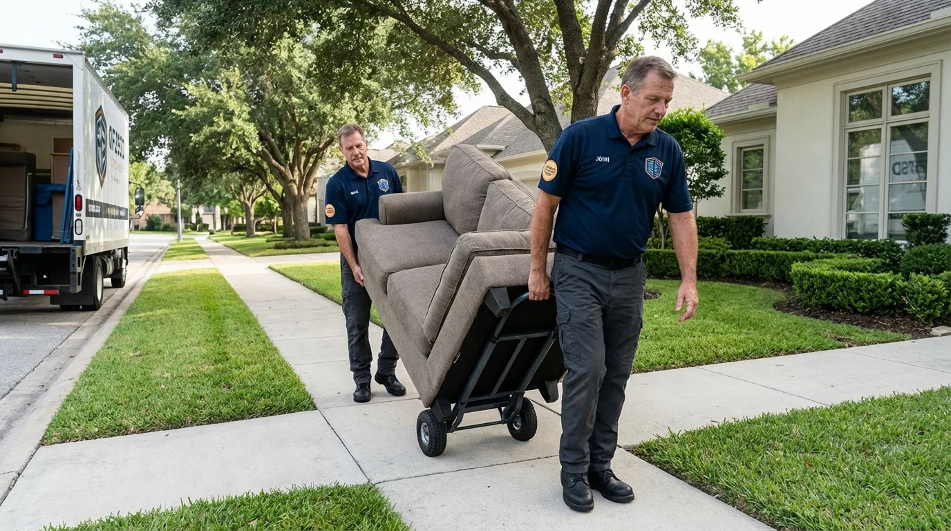 Local residential moving crew loading furniture in Sonora, CA